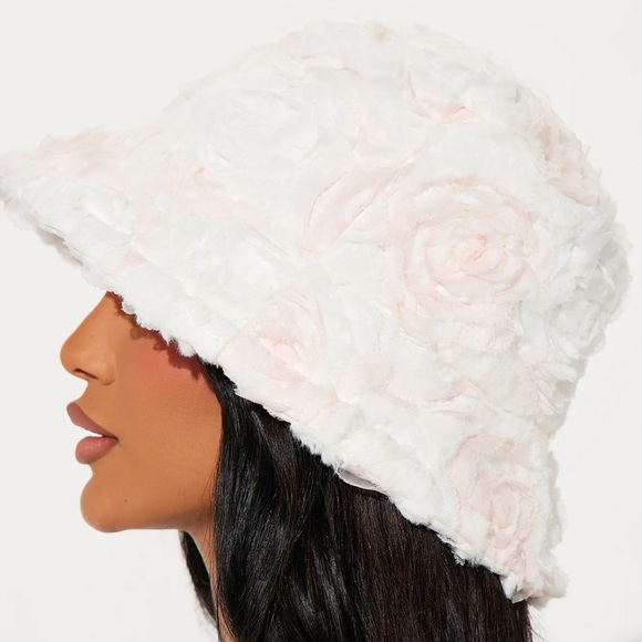 Pink and White Baby Bloom Bucket Hat - Picture 2 of 3